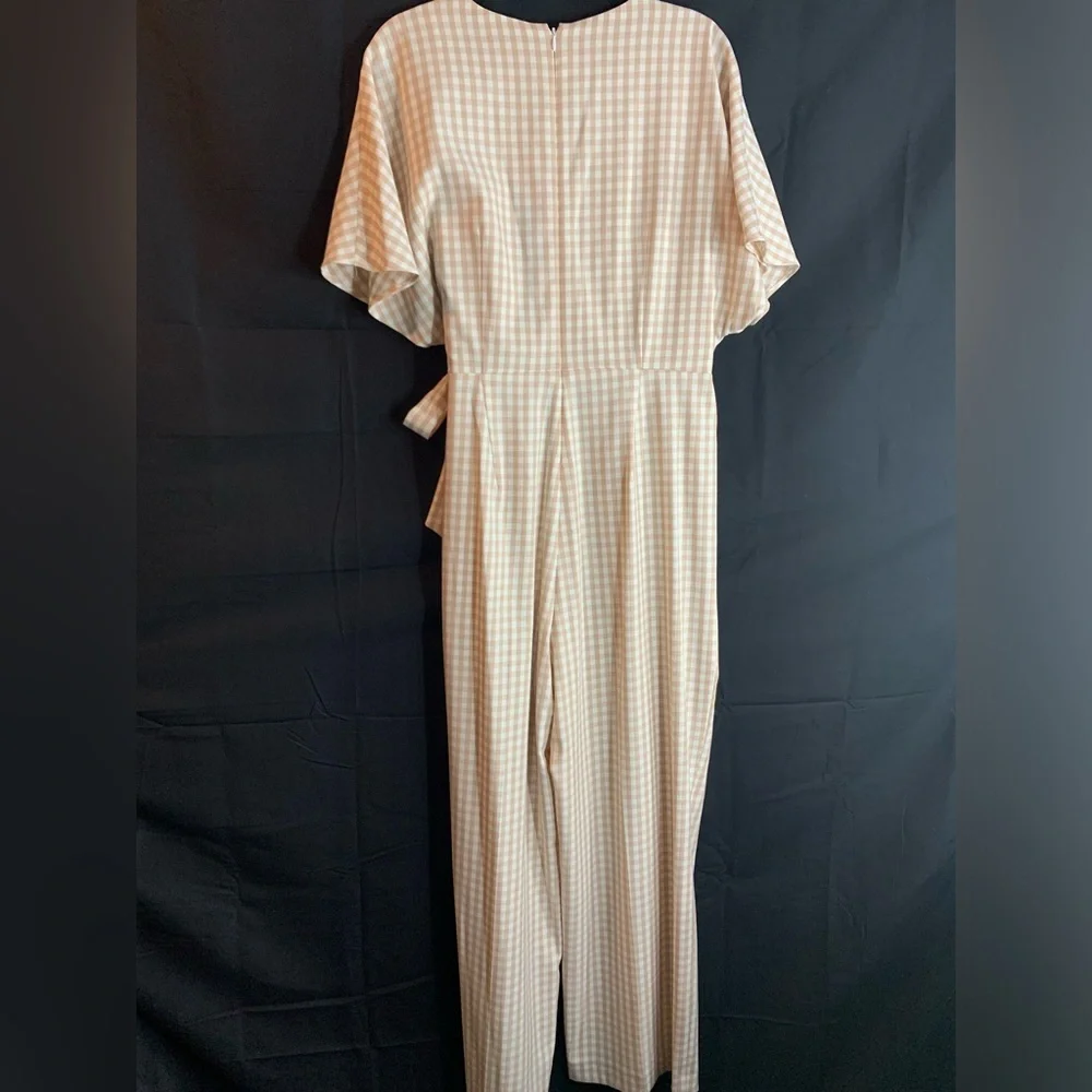 NWT Alex Marie Juliana Linen Wide Leg Jumper in Sand Gingham Print, size 12 - Picture 13 of 13
